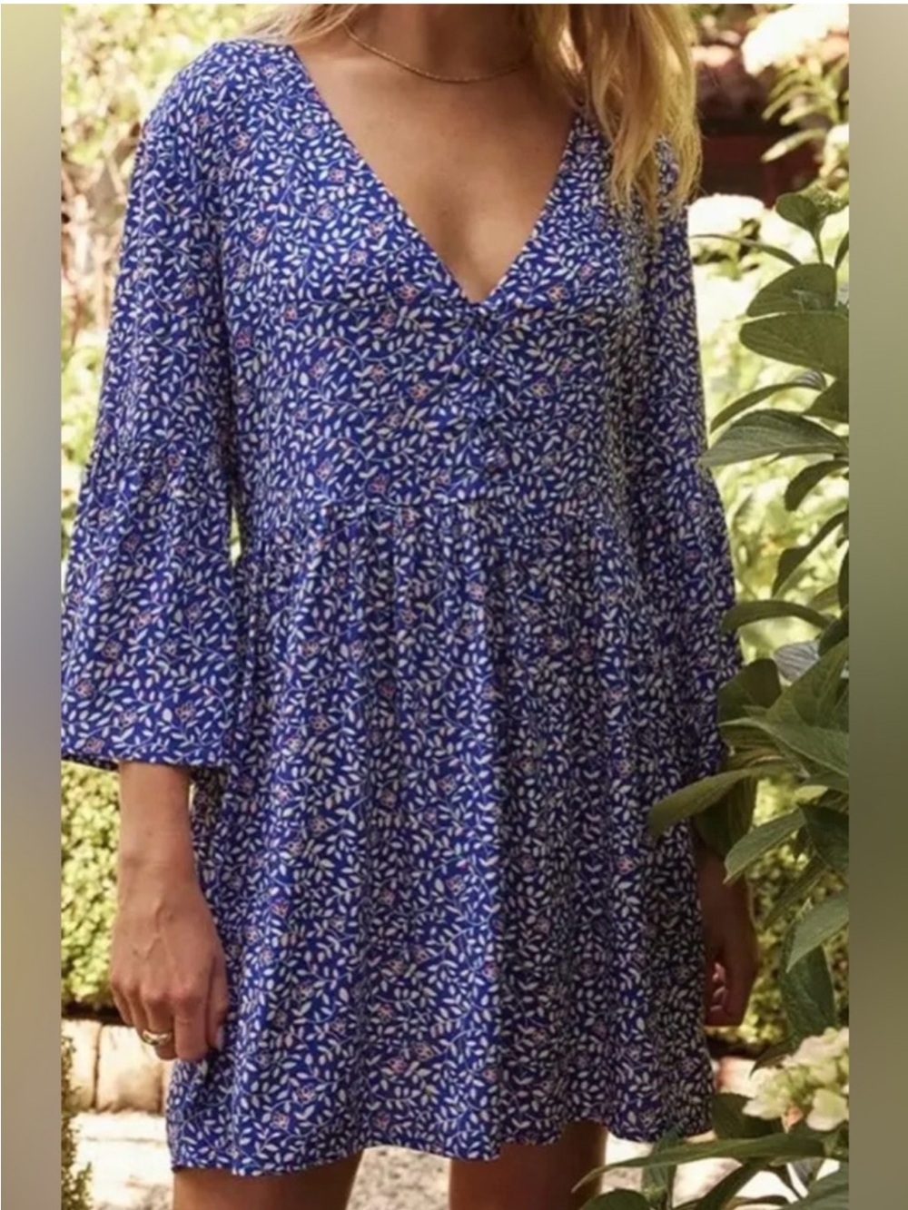 Summersalt The Easy Breezy Eco Voile Mini Dress Cover-Up Ditsy Floral Size XL